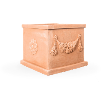 Quadratischer Terracottakasten aus Impruneta – frostsicherer Pflanzkasten aus handgefertigter Toscana-Terrakotta